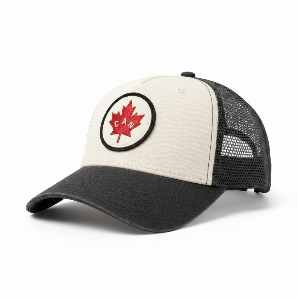 Canada Round Maple Leaf Patch Mesh Cap Side